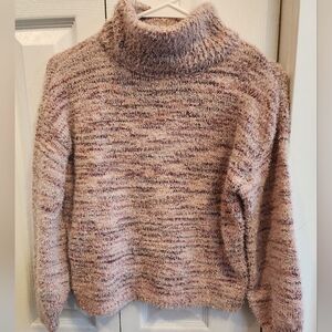 Girls Pink Marled Turtleneck Sweater